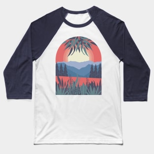 Red Sunset Landscape Baseball T-Shirt